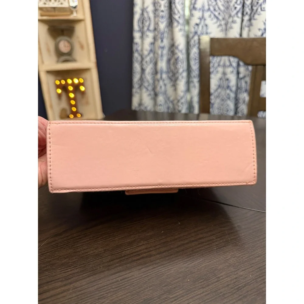 FAO Schwarz Pink Patent Embossed Monogram Top Handle Handbag Gold Logo Bag